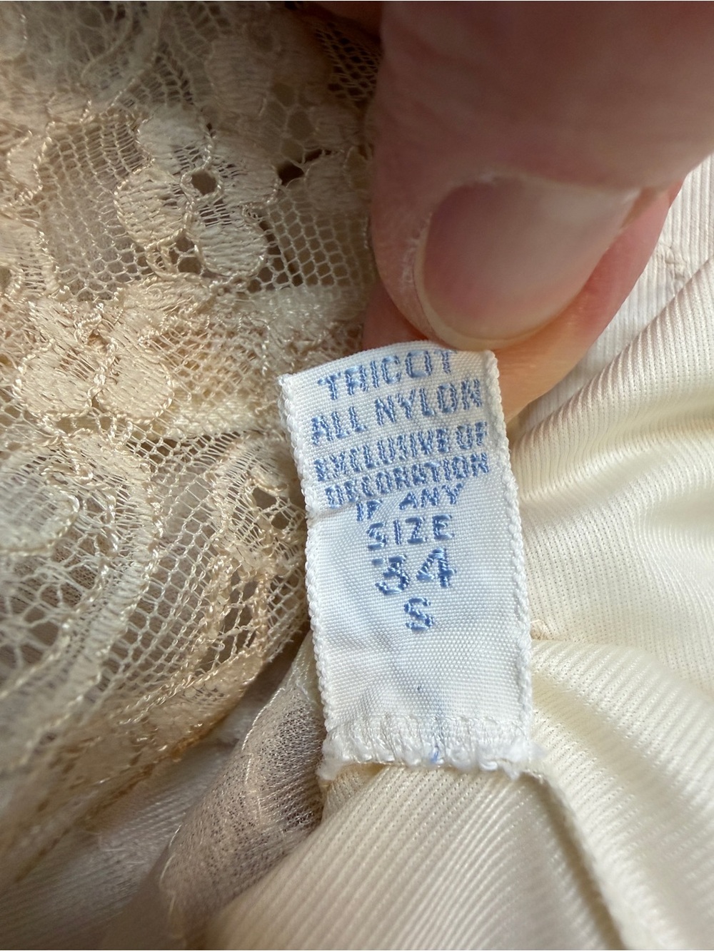 Vanity Fair Vintage Cream Beige Satin Lace Slip dress Small Floral Paisley Mesh - Picture 7 of 8